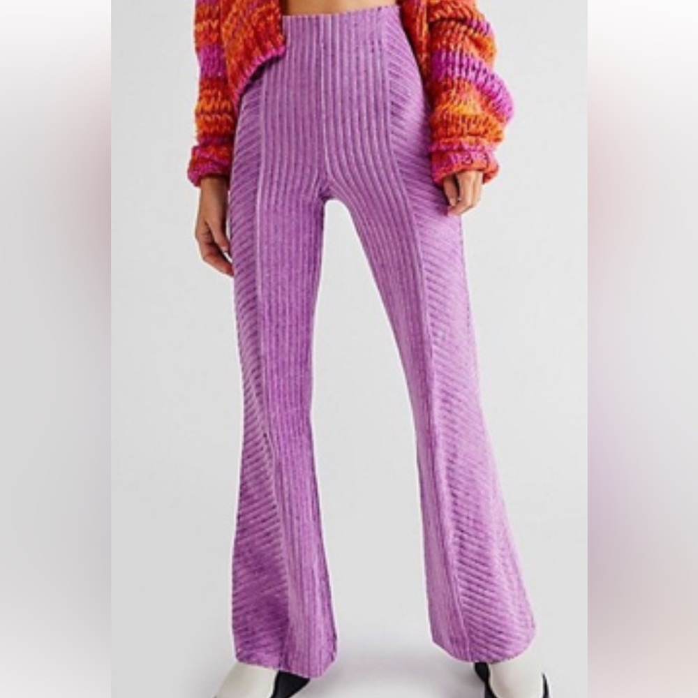FP slim pull on velvet flare pants